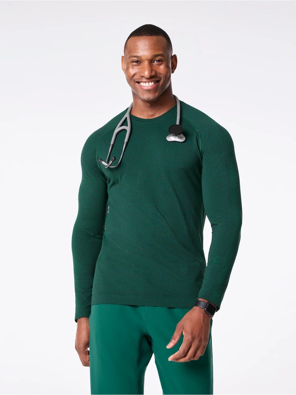 FIGS Men’s Makato Seamless Long Sleeve Underscrub – Teal/Green